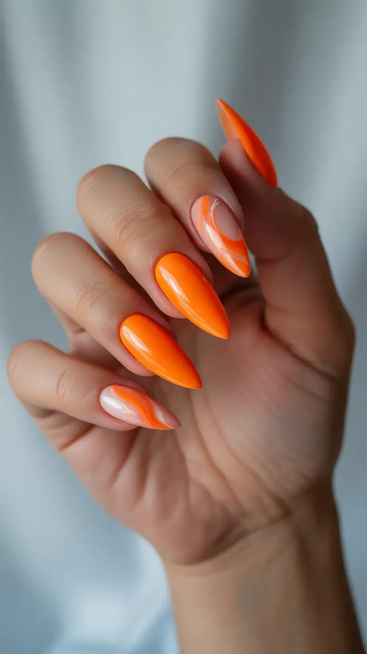 orange nail designs 2026 Vivid Tangerine Waves