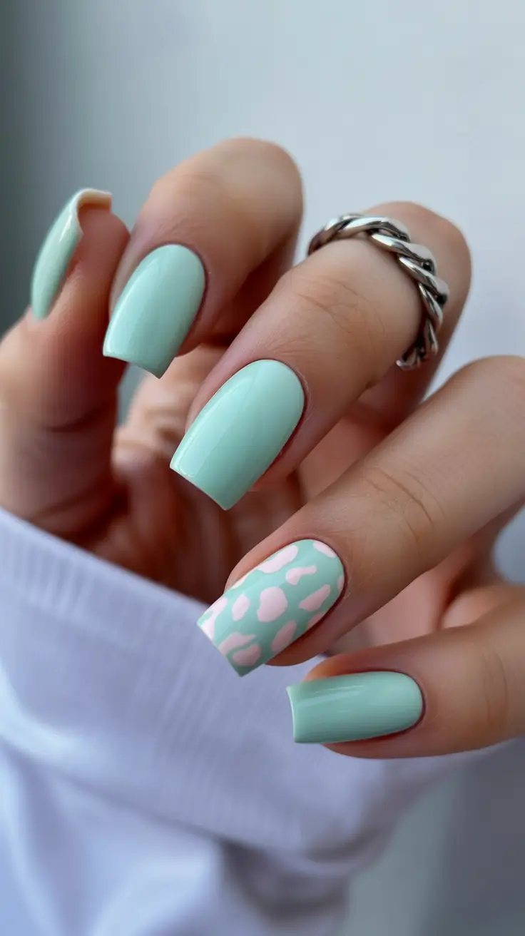 pastel nail designs 2026 Mint Pastels With Soft Pink Accents