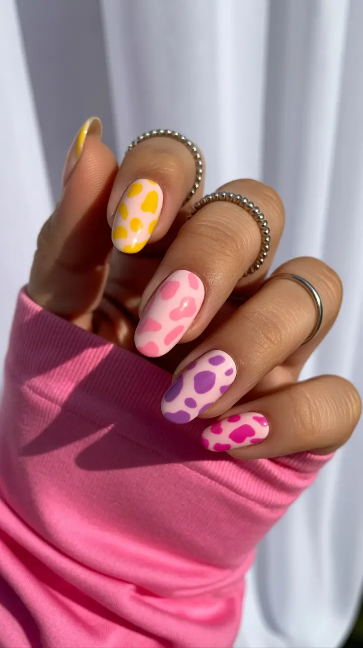 pastel nail designs 2026 Pastel Leopard Fusion With Playful Spring Energy