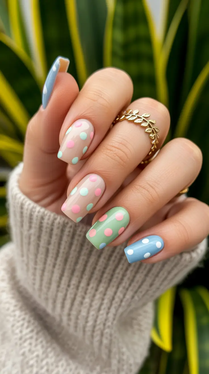 pastel nail designs 2026 Matte Polka Pastels With Fresh Spring Energy