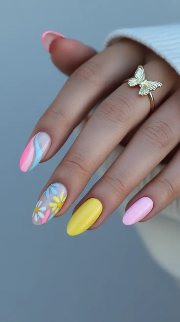 pastel nail designs 2026 Daisy Pastels With Sunny Playfulness