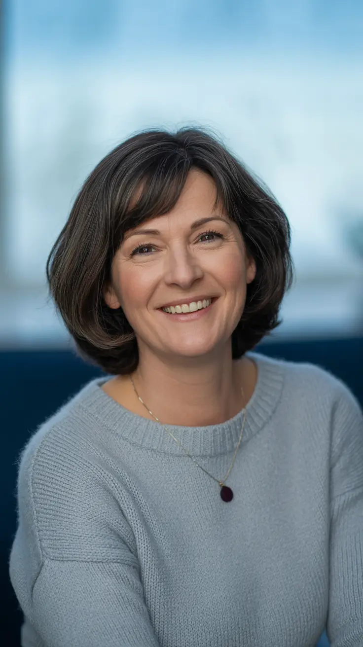 Short haircuts for women over 50 2026 Classic Rounded Medium Bob