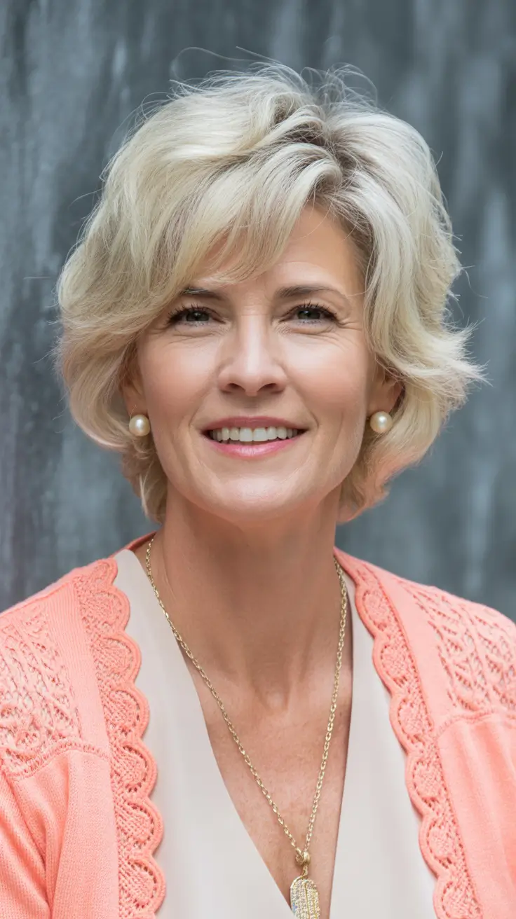 Short haircuts for women over 50 2026 Soft Feathered Short Layered Cut