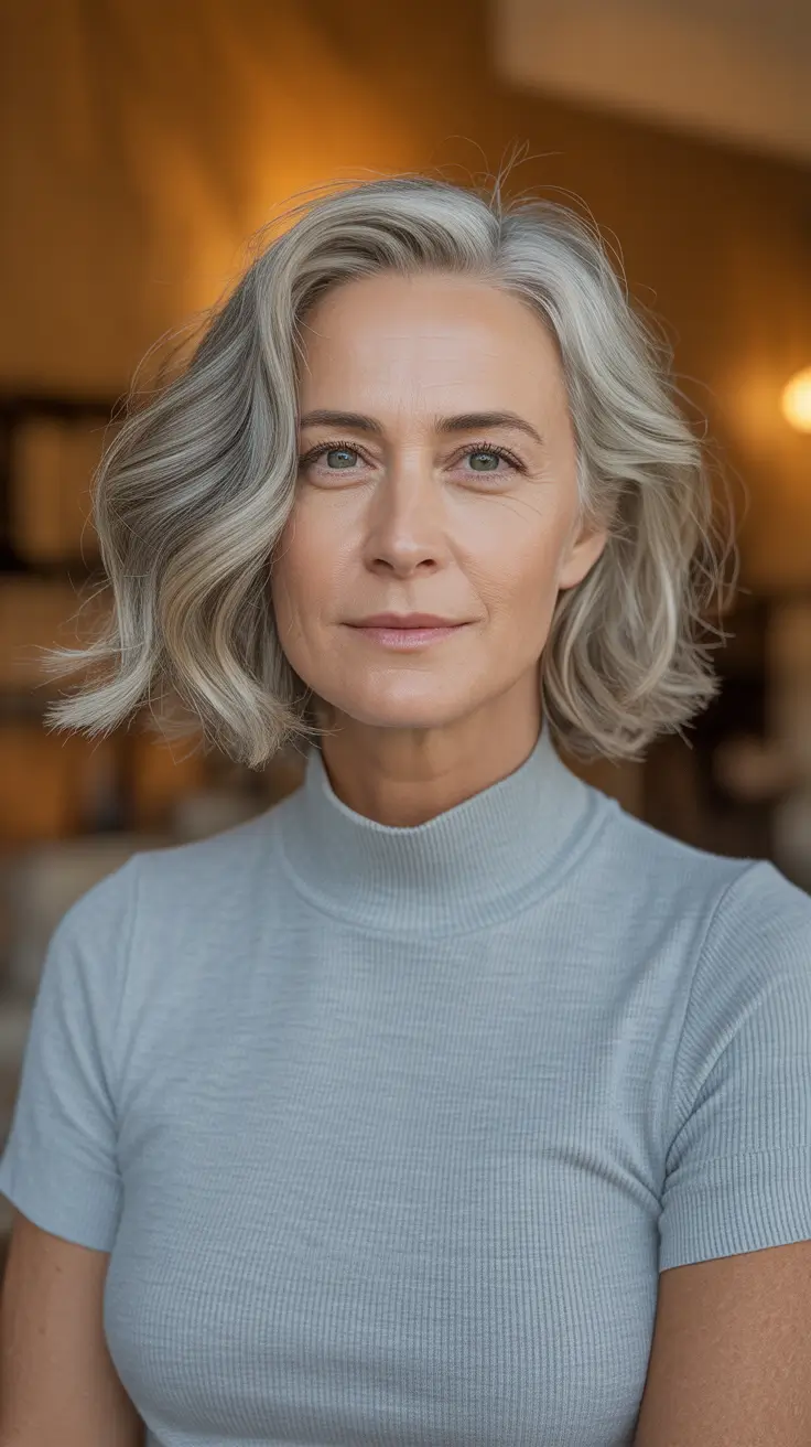 Short haircuts for women over 50 2026 Soft Waves Shoulder-Length Bob