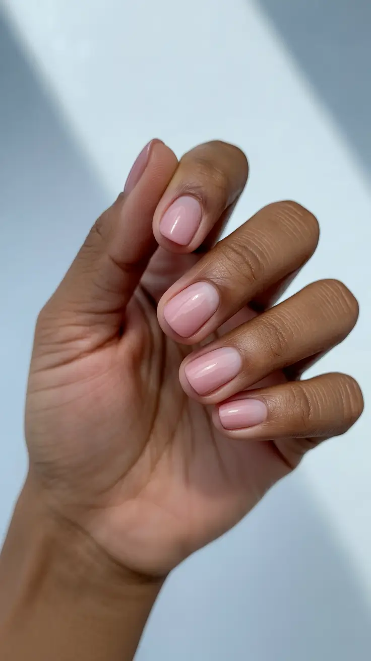 short square nail designs 2026 Barely-There Soft Pink for Everyday Natural Glow