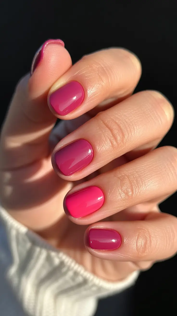 short square nail designs 2026 Warm Pink Gradient For Everyday Brightness