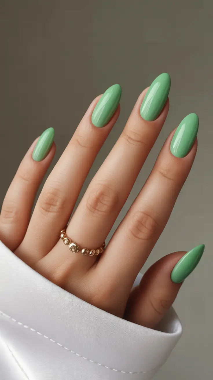 almond nail ideas 2026 Mint Green Almond Nails