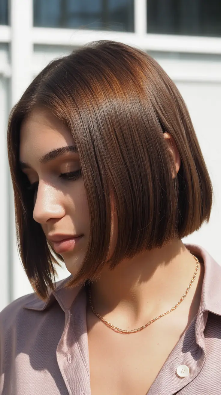 Stylish bob haircuts for women 2026 - Ultra Sleek: The Chocolate Straight Bob