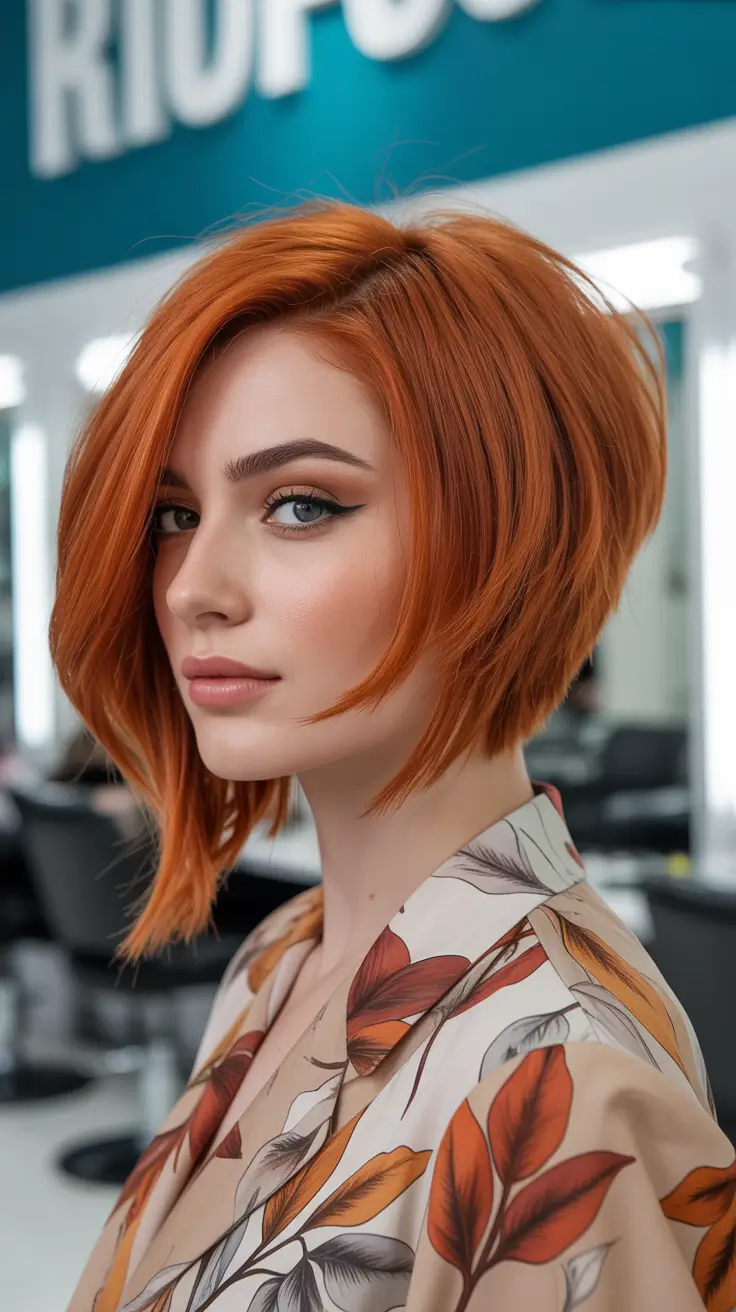 Stylish bob haircuts for women 2026 - Bold Flame: The Angled Red Bob