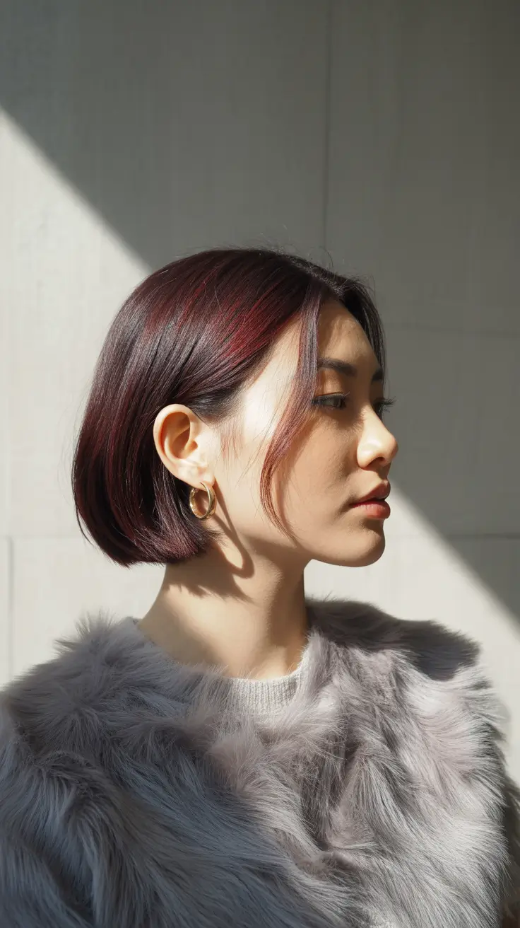 Stylish bob haircuts for women 2026 - Winter Chic: The Sleek Burgundy Bob