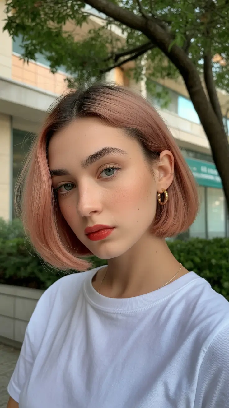 Stylish bob haircuts for women 2026 - Pastel Dream: The Pink Short Bob