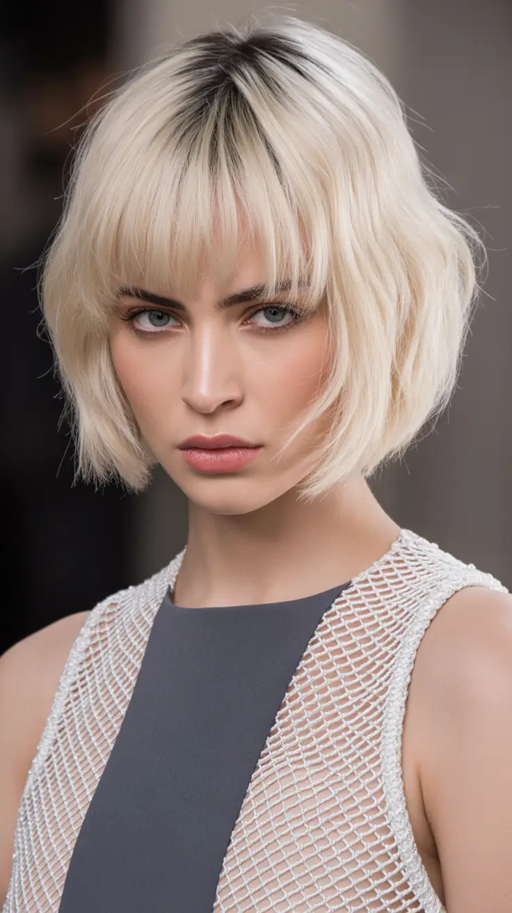 Stylish bob haircuts for women 2026 - Icy Edge: The Platinum Textured Bob