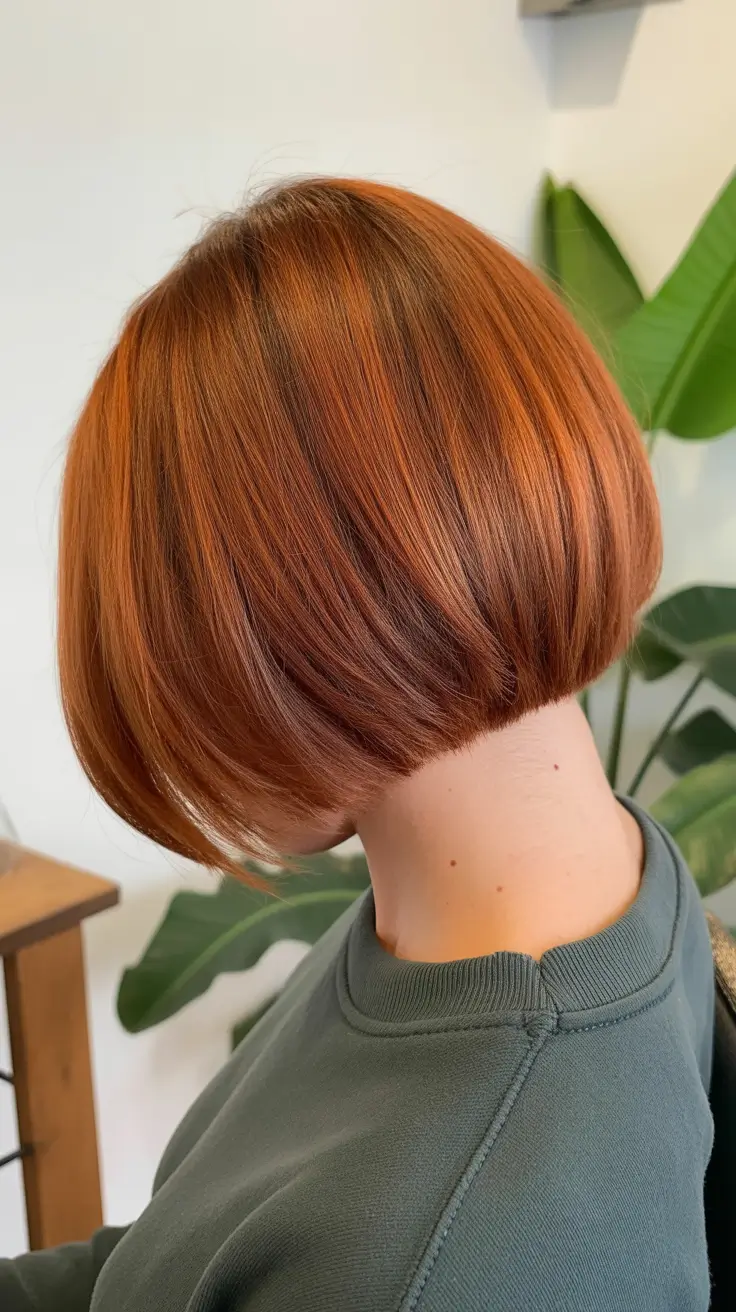 Stylish bob haircuts for women 2026 - Copper Confidence: The Short Stacked Bob