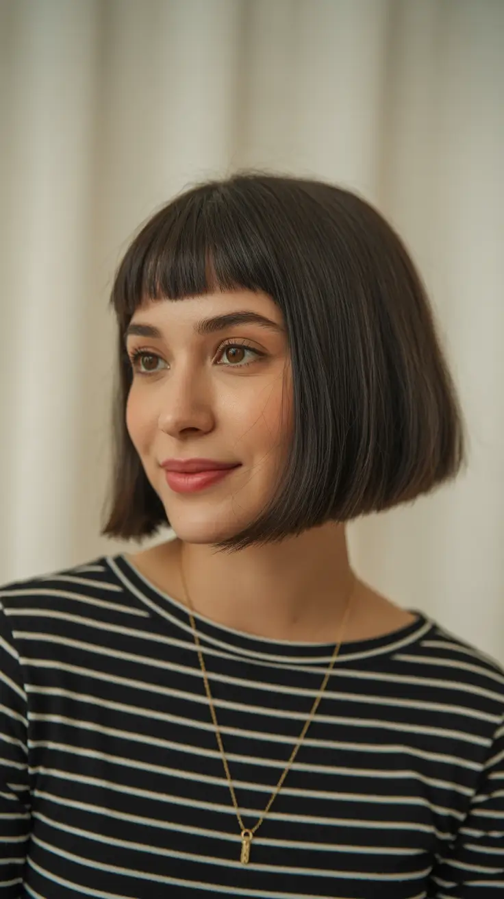 Stylish bob haircuts for women 2026 - Retro Chic: The Micro Bob with Bangs