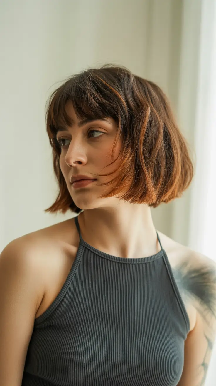 choppy bob haircuts 2026 Effortless Choppy Bob with Soft Fringe