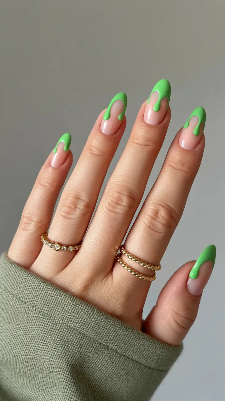 vacation nail designs 2026 - Lime Drip Art for Trendy Summer Adventures
