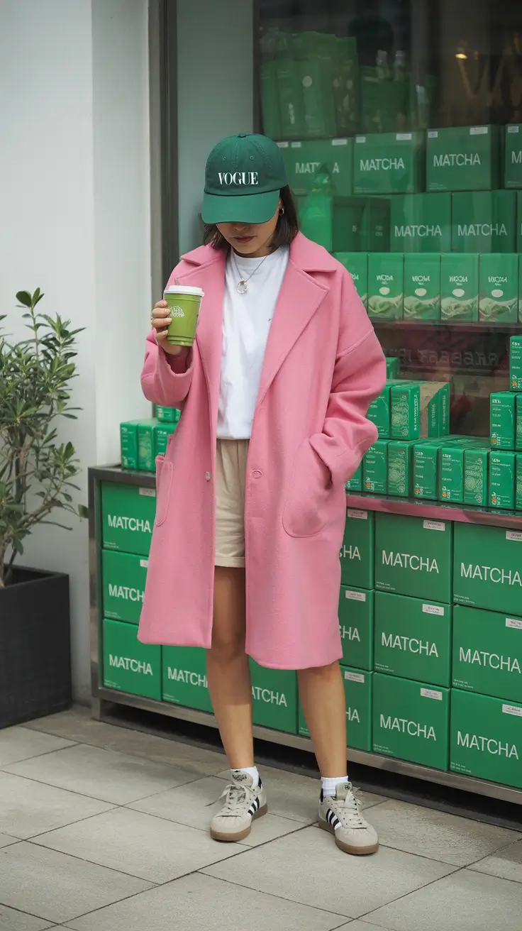 sneakers spring outfit 2026 Bold Pastels and Sporty Heritage Details