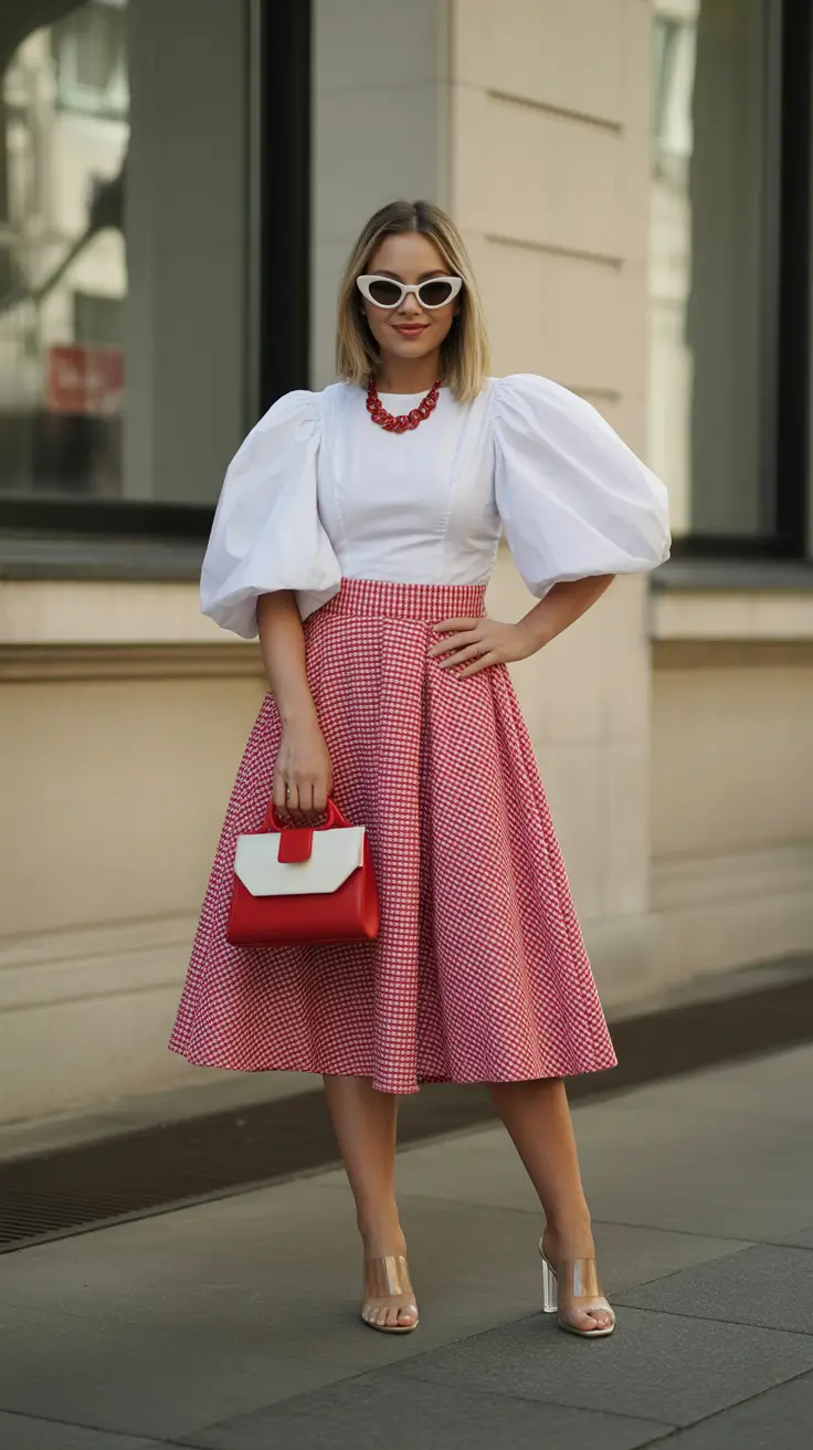 spring birthday outfits 2026 Retro Romance in Bright Red and Crisp White