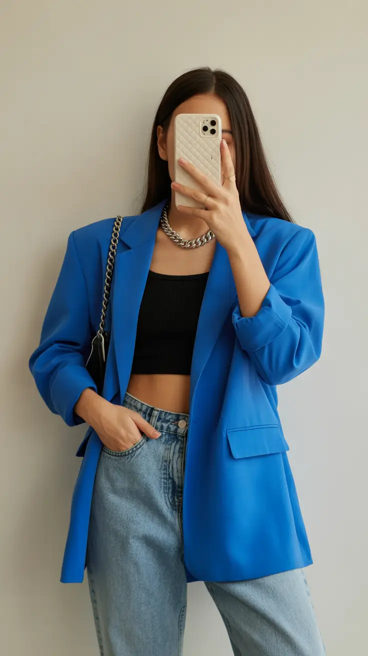 spring birthday outfits 2026 Electric Blue Confidence with Denim Ease