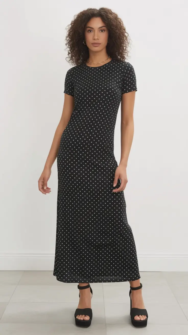 best spring dress outfits 2026-Black-and-White-Polka-Simplicity-in-a-Long-Silhouette