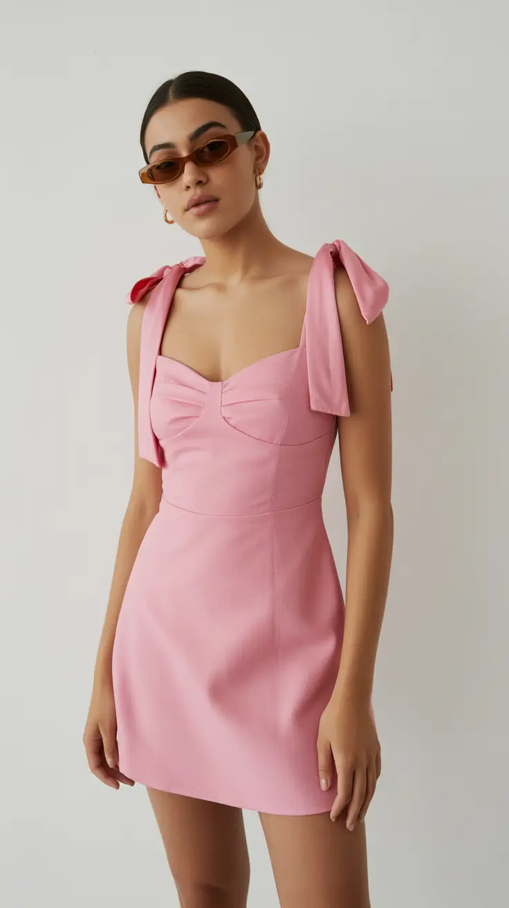 best spring dress outfits 2026-Playful-Pink-Bow-Details-for-a-Modern-Spring-Twist
