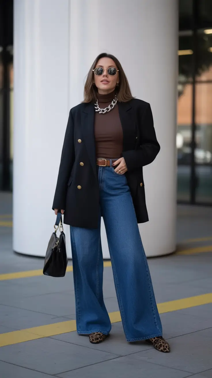 classy spring capsule wardrobe 2026 Modern Power Layers with Denim Drama