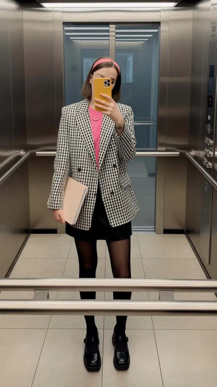 spring office outfits women Playful Monochrome Contrast for Creative Workdays