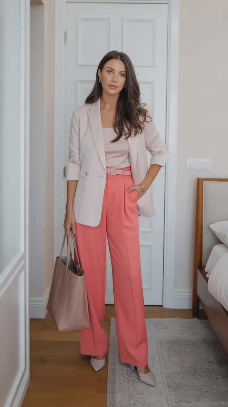 spring office outfits women Soft Pastels and Polished Trousers for Spring Brightness
