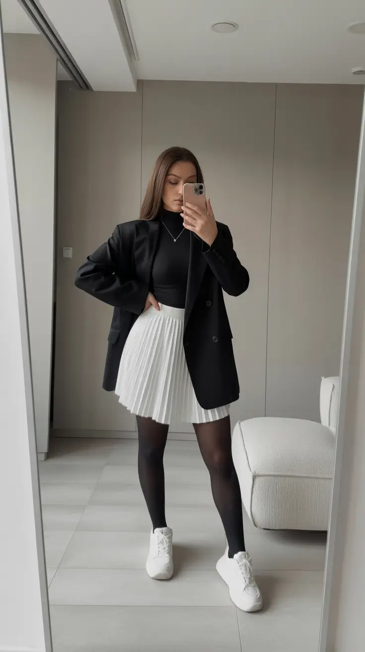 spring-outfits-women-over-40-2026 - Monochrome Modern Elegance