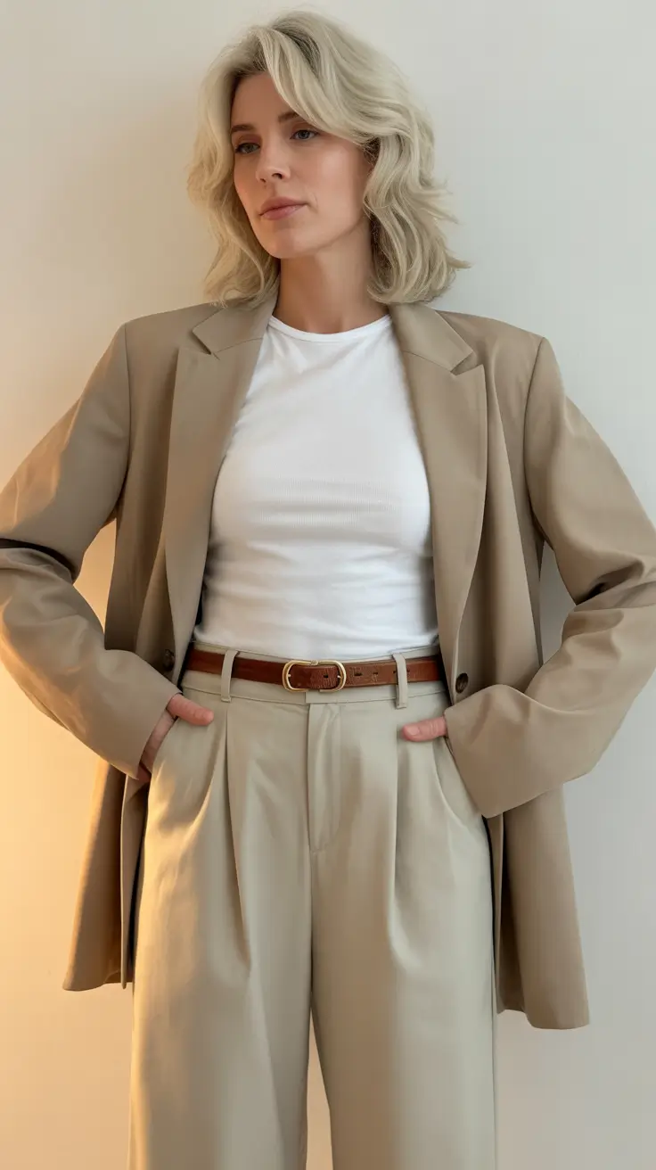 spring-outfits-women-over-40-2026 - Minimalist Neutrals With Intent