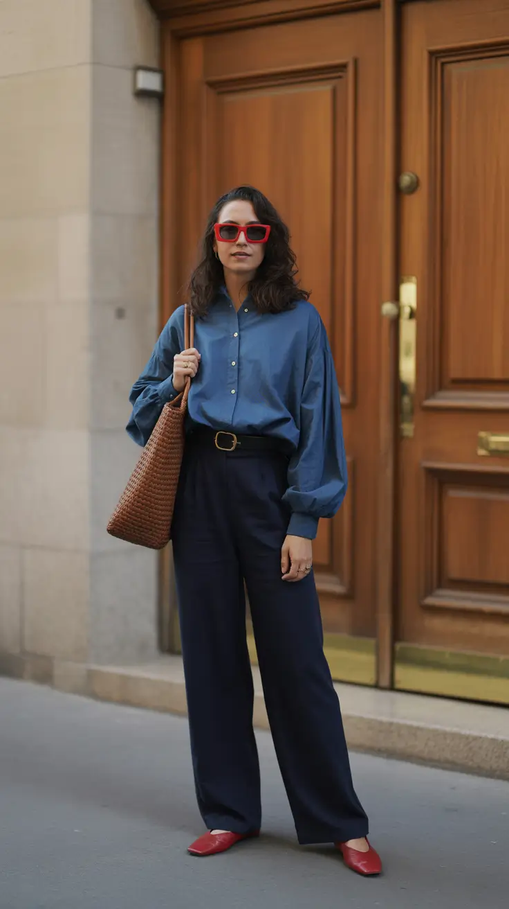 spring-outfits-women-over-40-2026 - Urban Blues With a Pop