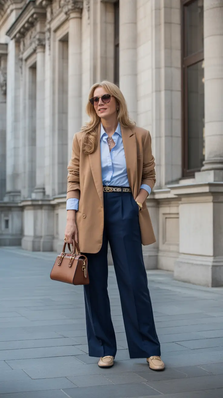 spring outfits for women over 50 2026 Classic Tailoring With a Preppy Spring Twist