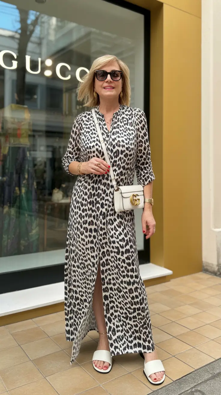 spring outfits for women over 50 2026 Elevated Animal Print With a Chic Day-to-Night Flow