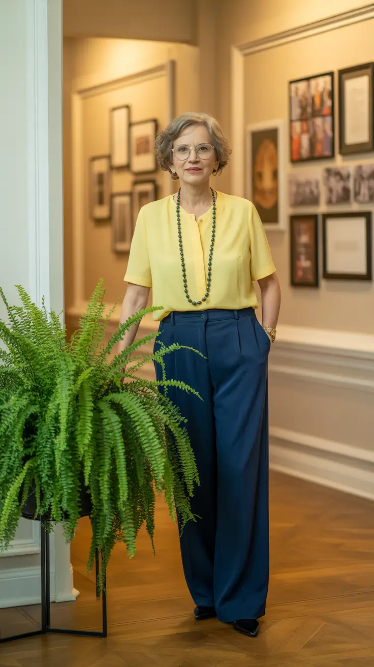 spring outfits for women over 60 2026 Sunny Chic With Tailored Ease