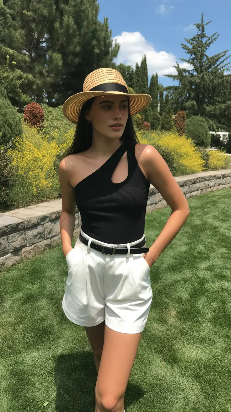 spring travel outfits 2026 Chic Monochrome for Sunlit Garden Walks