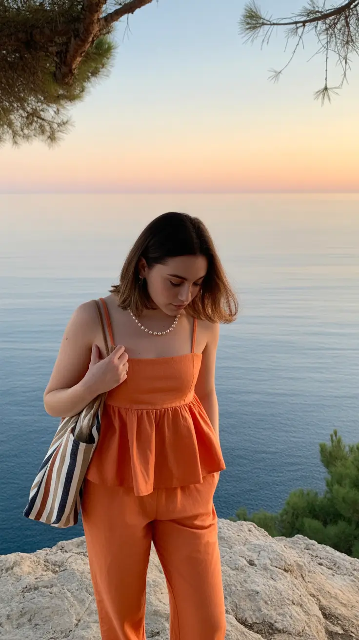 spring travel outfits 2026 Warm Sunset Tones for Mediterranean Wanderings