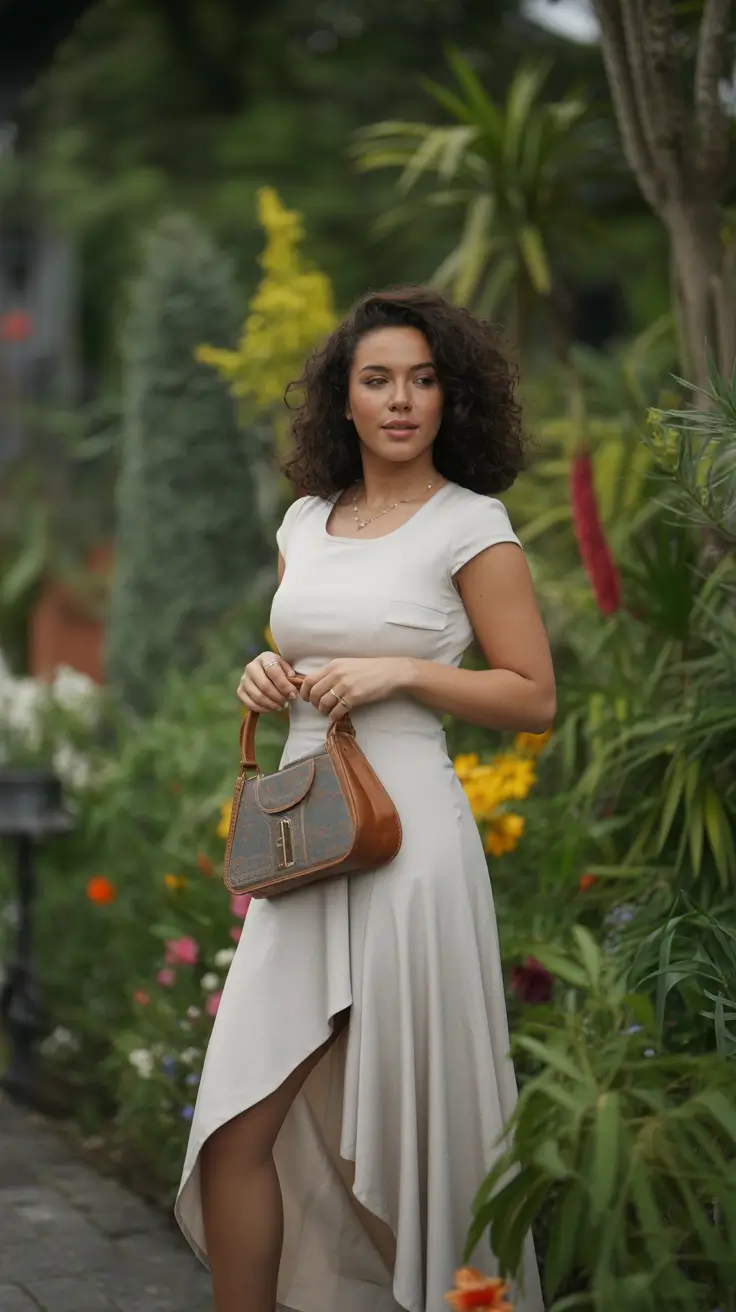 spring wedding outfits for guest Neutral Grace with an Asymmetrical Twist