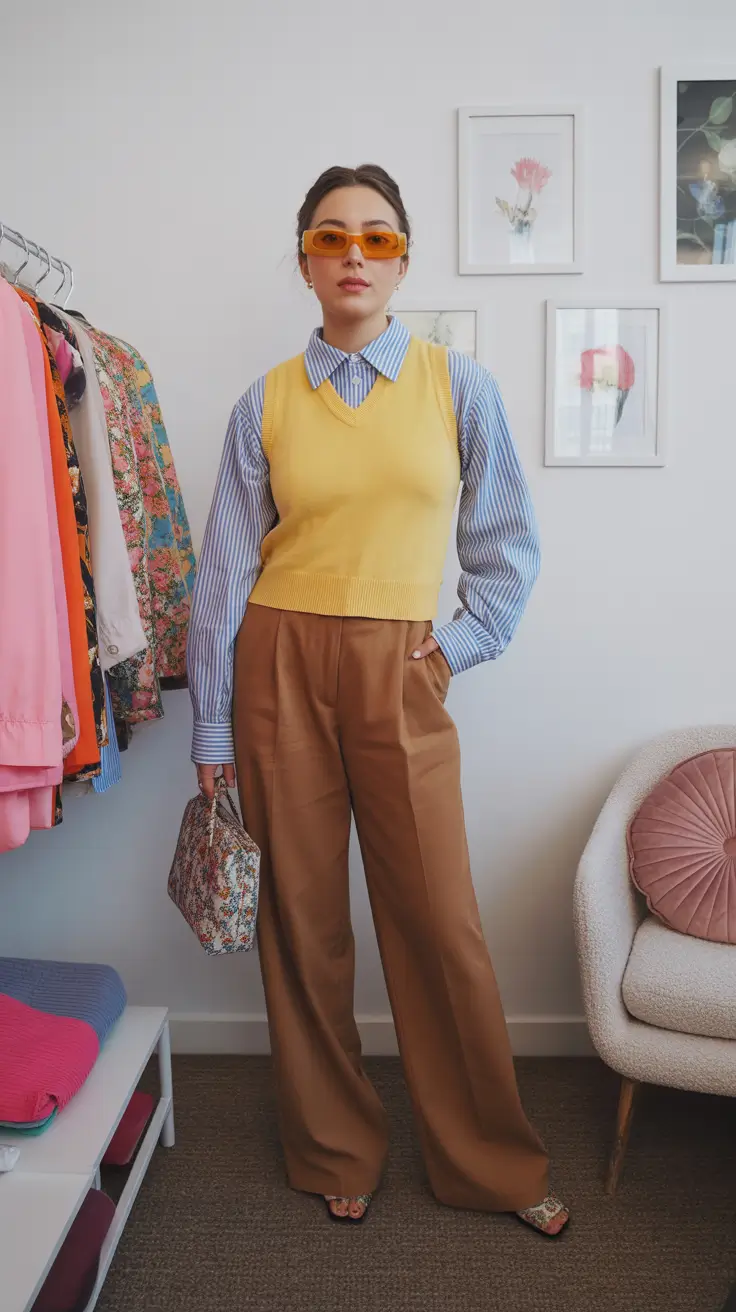spring workwear 2026 Layered Preppy Brights for Creative Workspaces