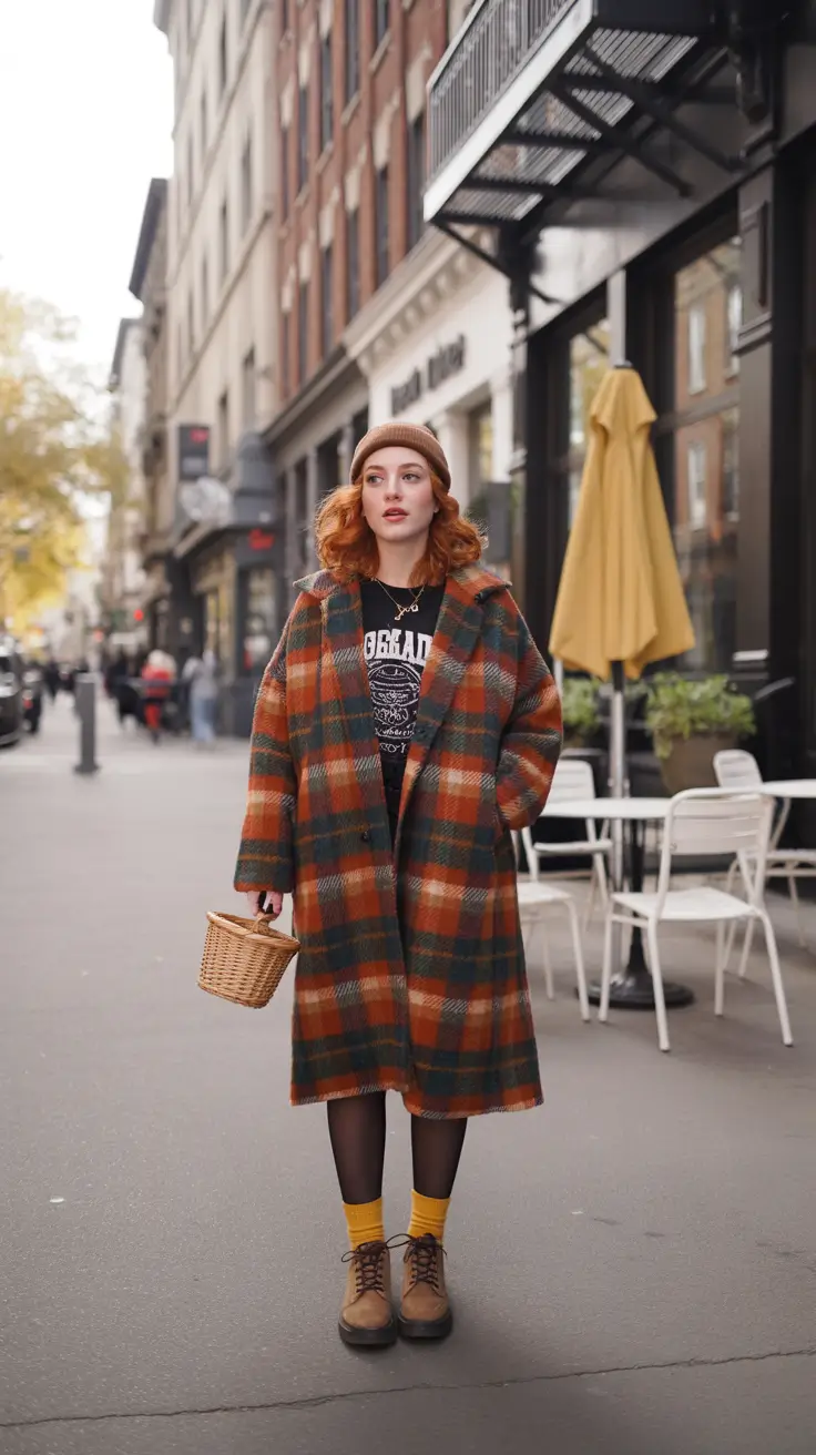 winter to spring outfits 2026-Cozy Plaid Layers With an Urban Twist