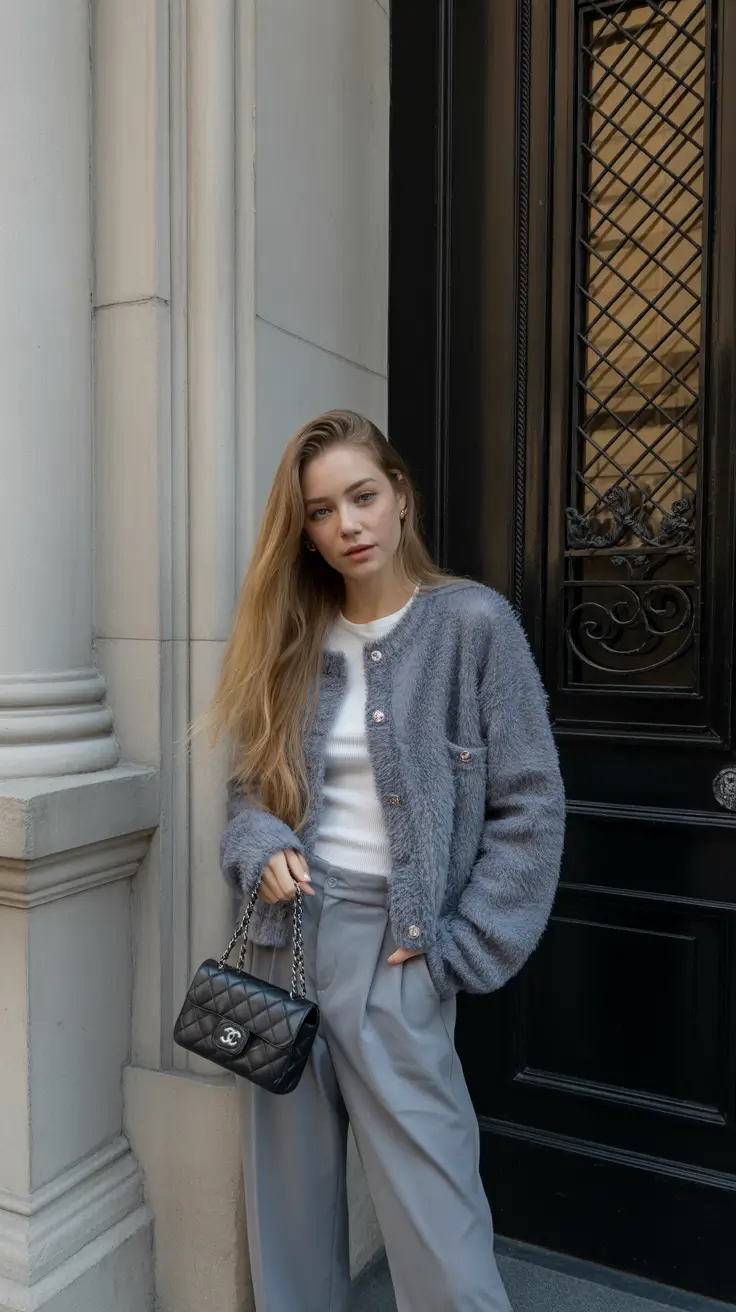 winter to spring outfits 2026-Soft Grey Textures for a Classy Transitional Mood