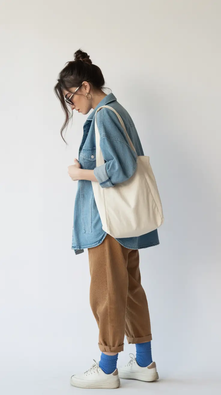 winter to spring outfits 2026-Effortless Denim Layers With Earthy Neutrals