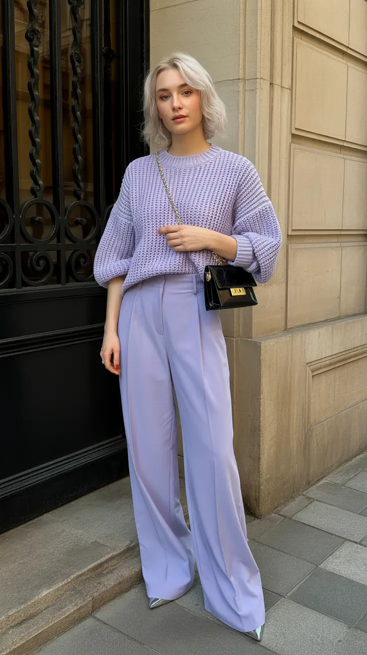 winter to spring outfits 2026-Lavender Monochrome With Soft Elegance