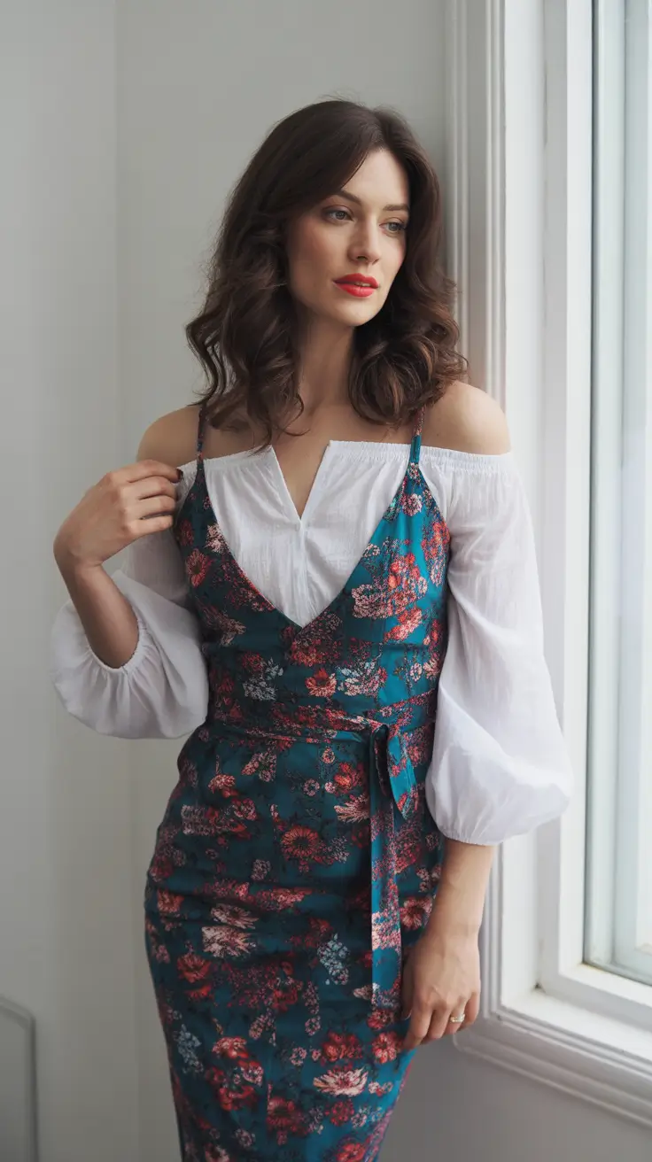 spring church outfits 2026 Soft Layers and Teal Florals for a Unique Spring Expression