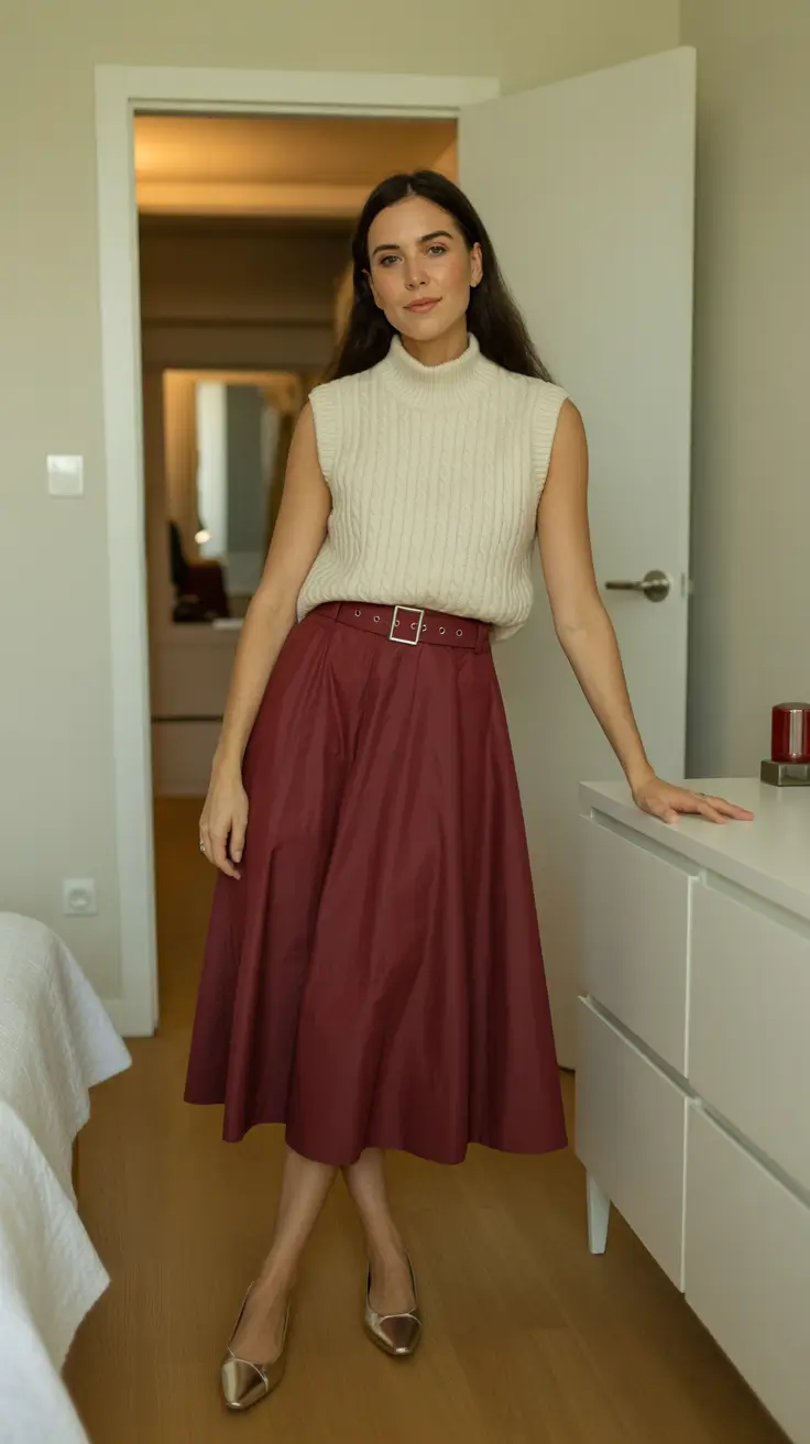 spring church outfits 2026 Warm Neutrals and Burgundy for Effortless Early Spring Style