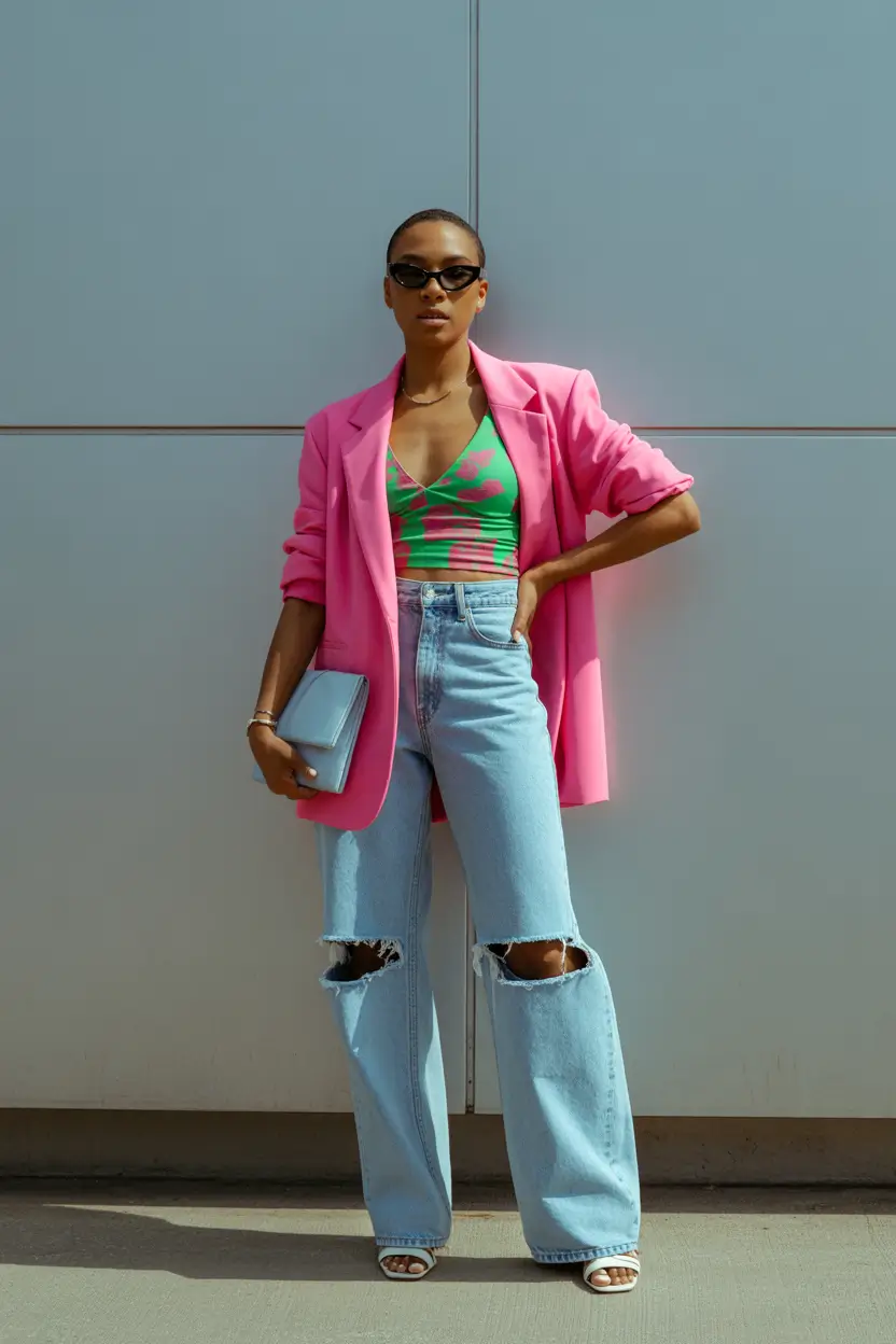 spring brunch outfits Color-Blocking Confidence for a Chic City Brunch
