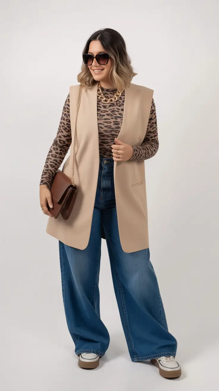 spring mom outfits 2026 Neutral Vibes with a Bold Animal Twist