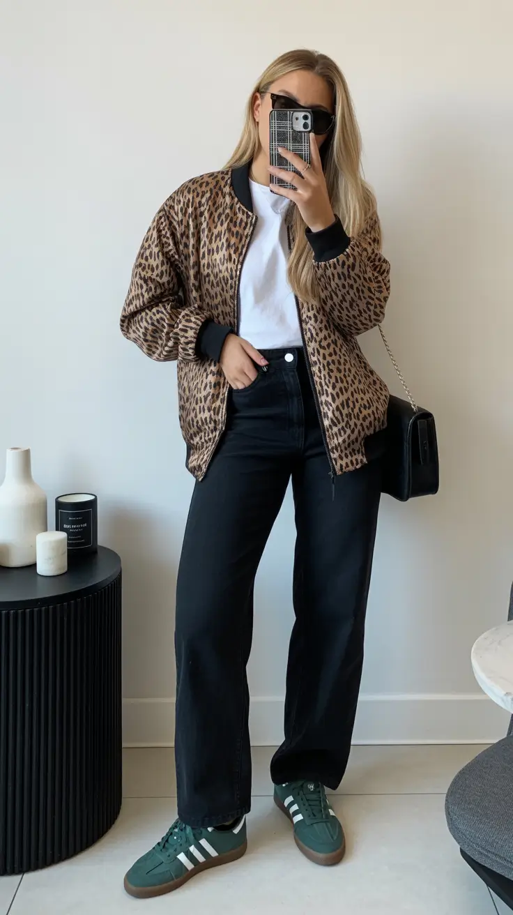 spring mom outfits 2026 Classic Neutrals with a Playful Leopard Pop