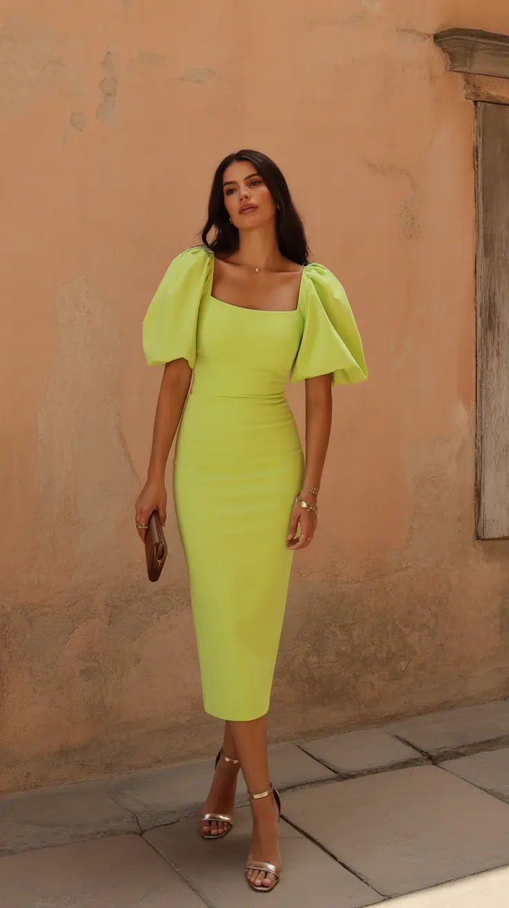 spring vacation outfits 2026 Statement Citrus Dress for Elegant Evenings