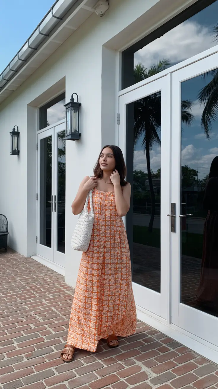 spring vacation outfits 2026 Warm-Weather Maxi in Citrus Tones
