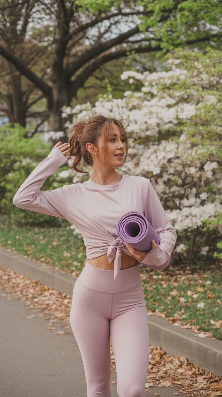 spring-workout-outfits-for-women Soft Pastel Energy for Early Spring Flow